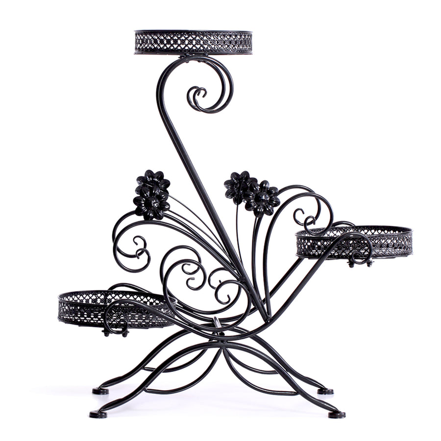 Levede Plant Stand Outdoor Indoor Metal Black.