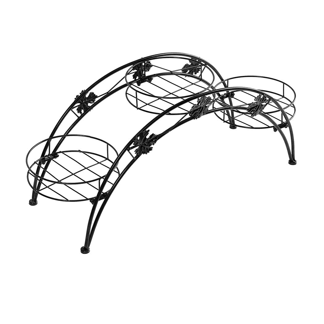 Levede Plant Stand Outdoor Indoor Metal Black.