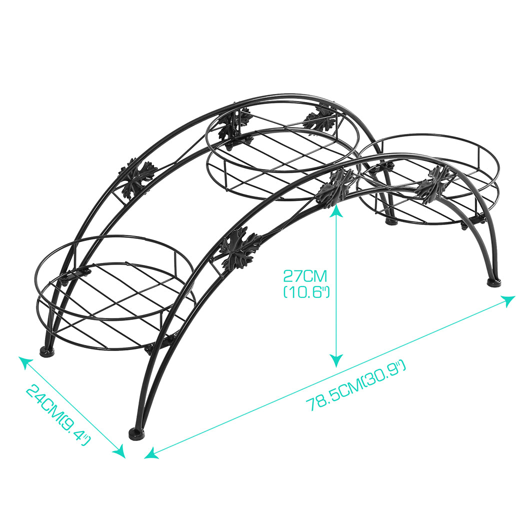 Levede Plant Stand Outdoor Indoor Metal Black.