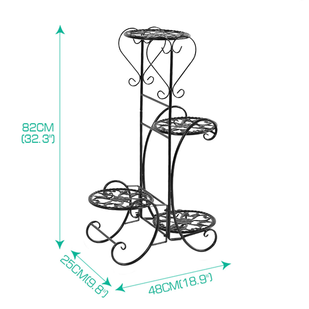 Levede Plant Stand Outdoor Indoor Metal Black.