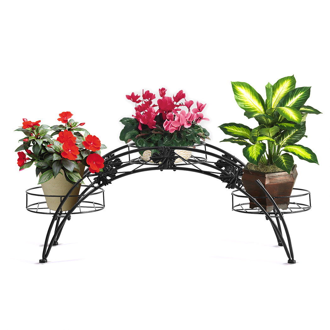 Levede Plant Stand Outdoor Indoor Metal Black.