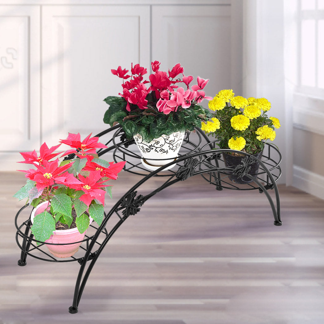 Levede Plant Stand Outdoor Indoor Metal Black.
