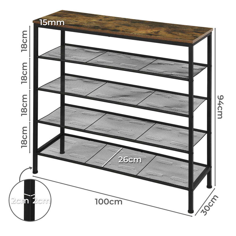 5-Tier Shoe Rack Storage Cabinet 100cm Wide.