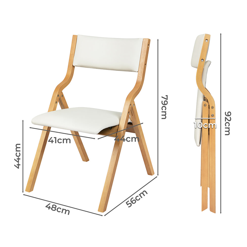 2x Dining Chairs Foldable PU Beige.