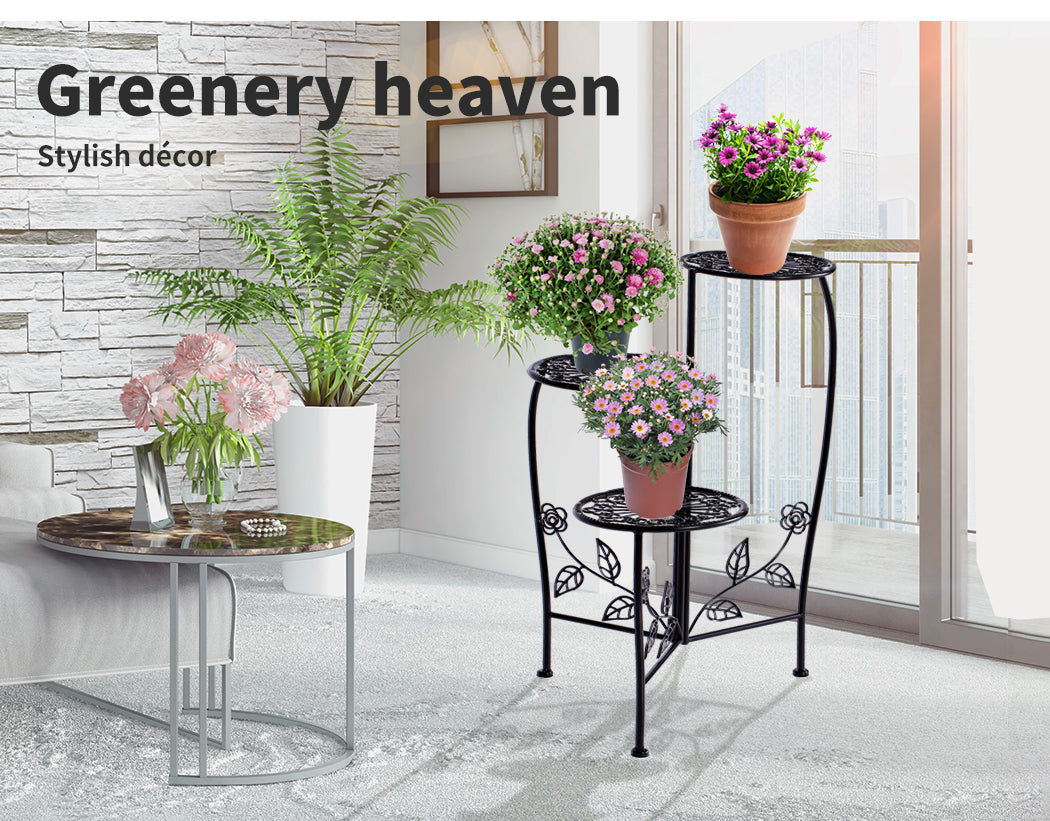 2X Wrought Iron Outdoor Indoor Flower Black 2 Pack.