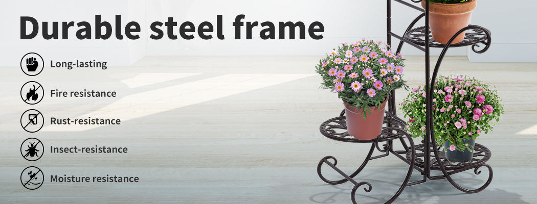 Flower Shape Metal Plant Stand for Outdoor and Indoor Use.