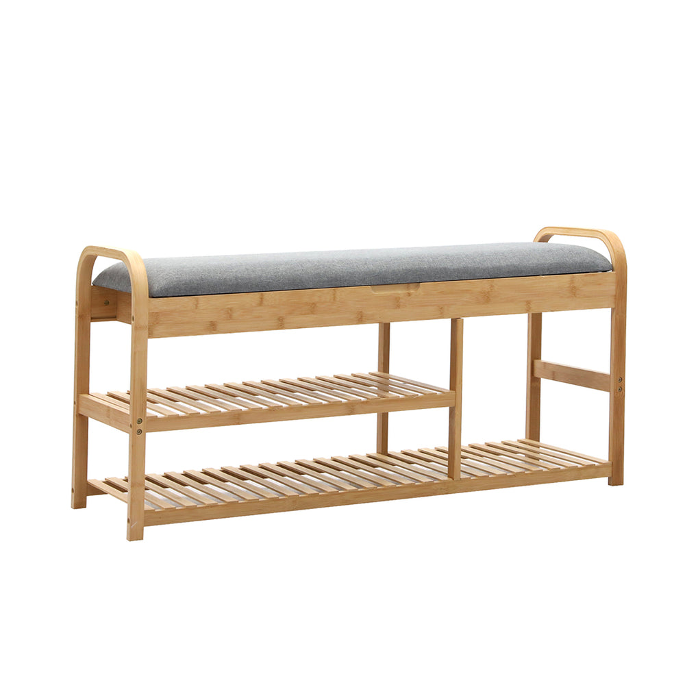 Bamboo Shoe Rack Bench Entryway Seat.