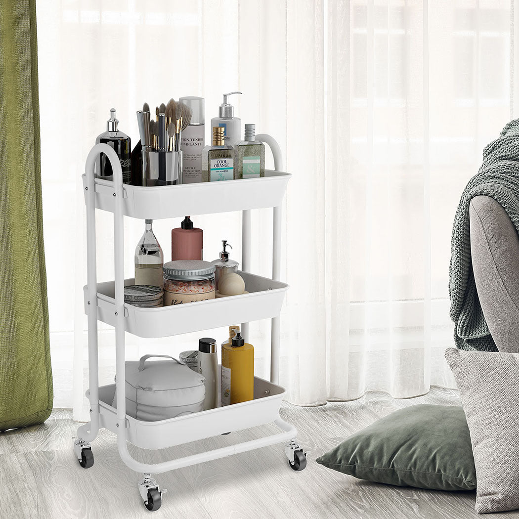 Levede 3 Tiers Kitchen Storage Trolley White.