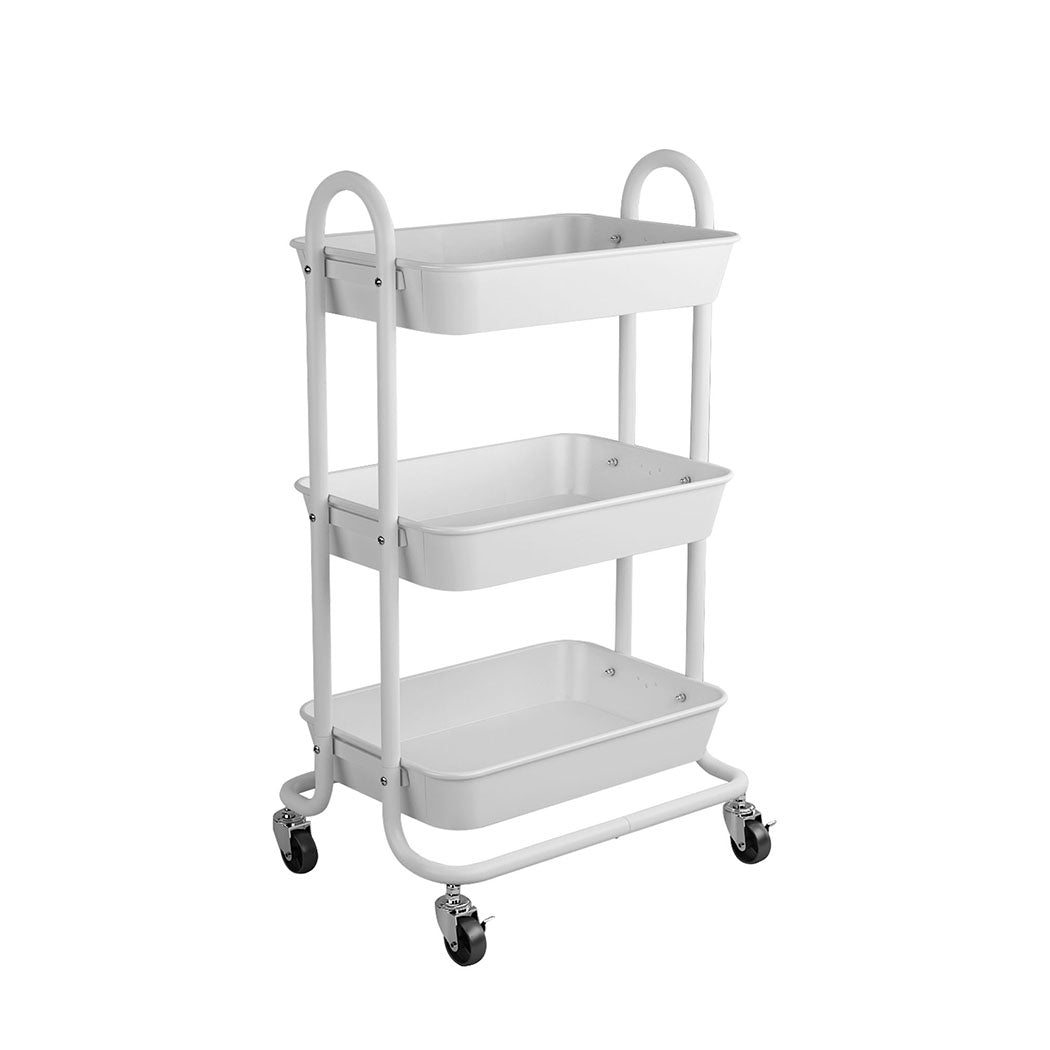Levede 3 Tiers Kitchen Storage Trolley White.