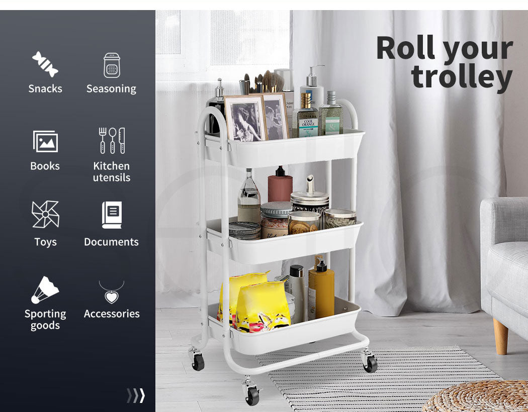 Levede 3 Tiers Kitchen Storage Trolley
