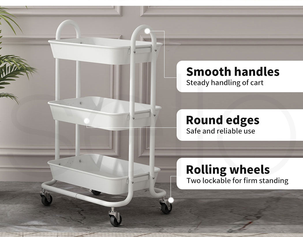Levede 3 Tiers Kitchen Storage Trolley