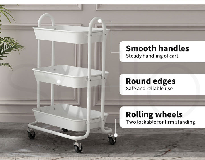 Levede 3 Tiers Kitchen Storage Trolley