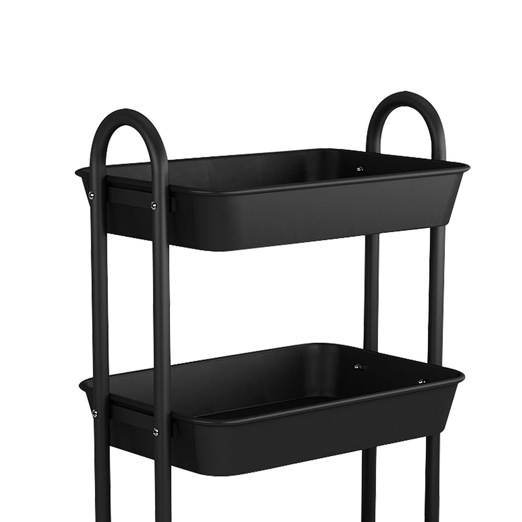 Levede 3 Tiers Kitchen Storage Trolley Black.