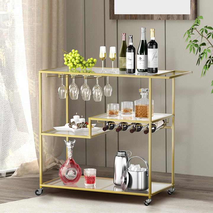 Bar Cart Gold Drinks Serving Trolley 4 Tier.