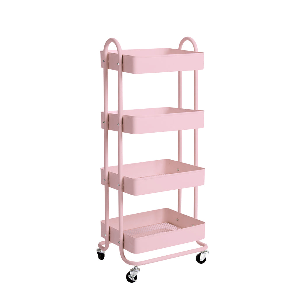 Levede 4 Tiers Kitchen Trolley Cart Pink.