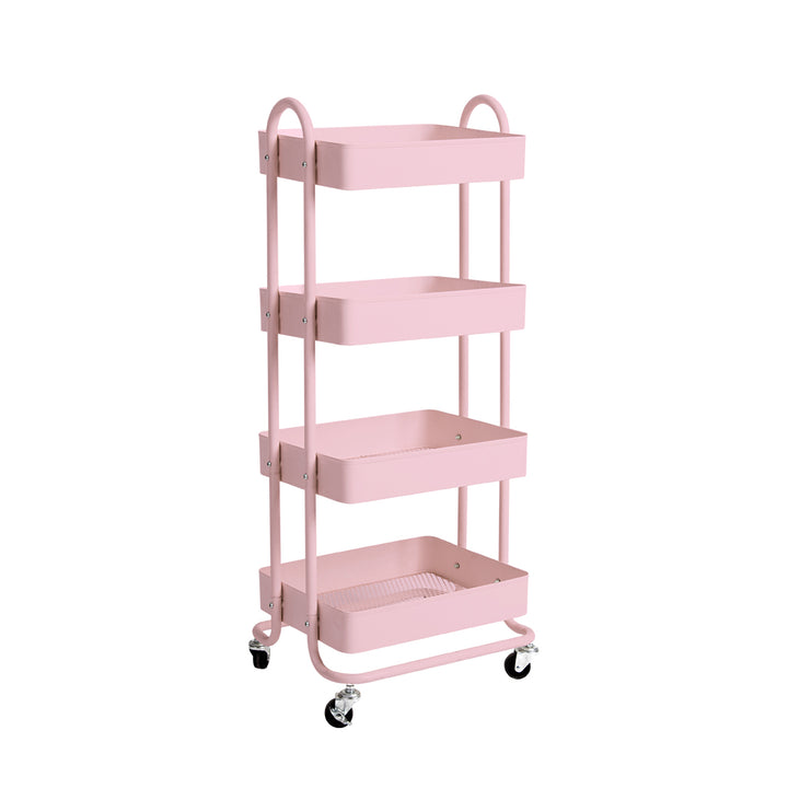 Levede 4 Tiers Kitchen Trolley Cart Pink.