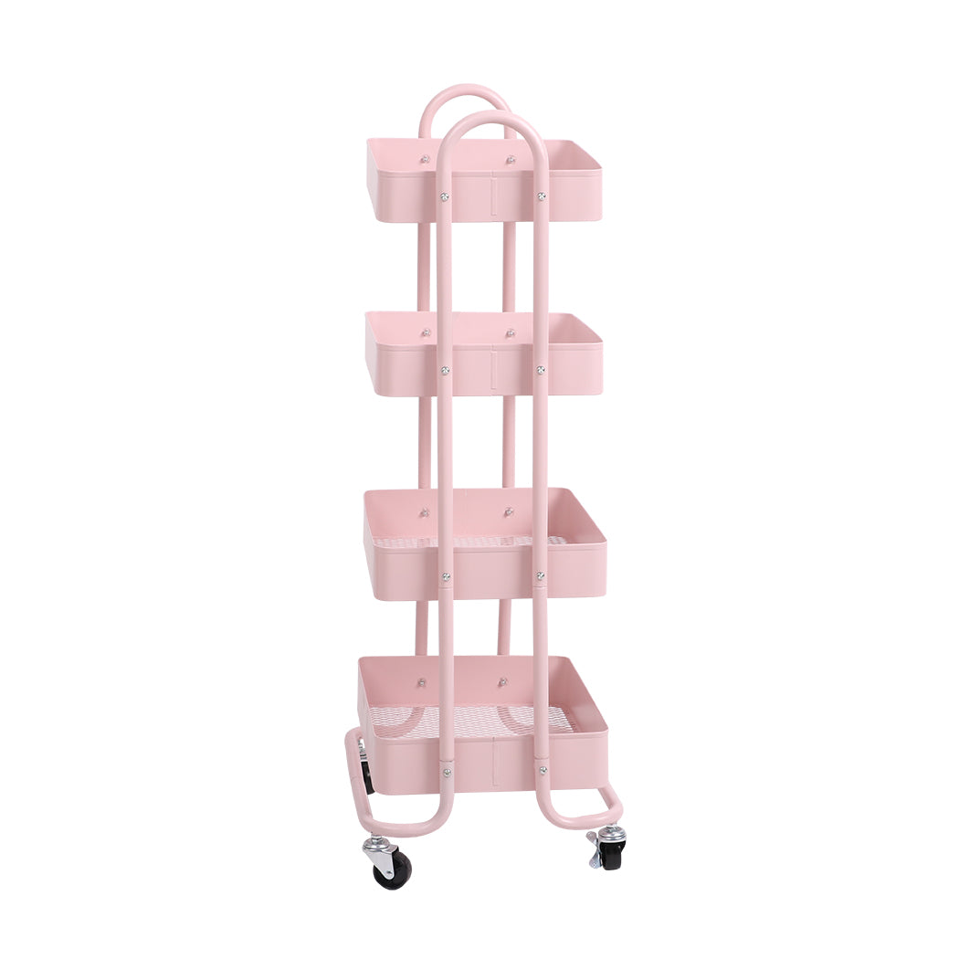 Levede 4 Tiers Kitchen Trolley Cart Pink.