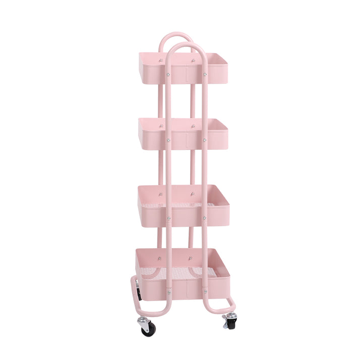 Levede 4 Tiers Kitchen Trolley Cart Pink.