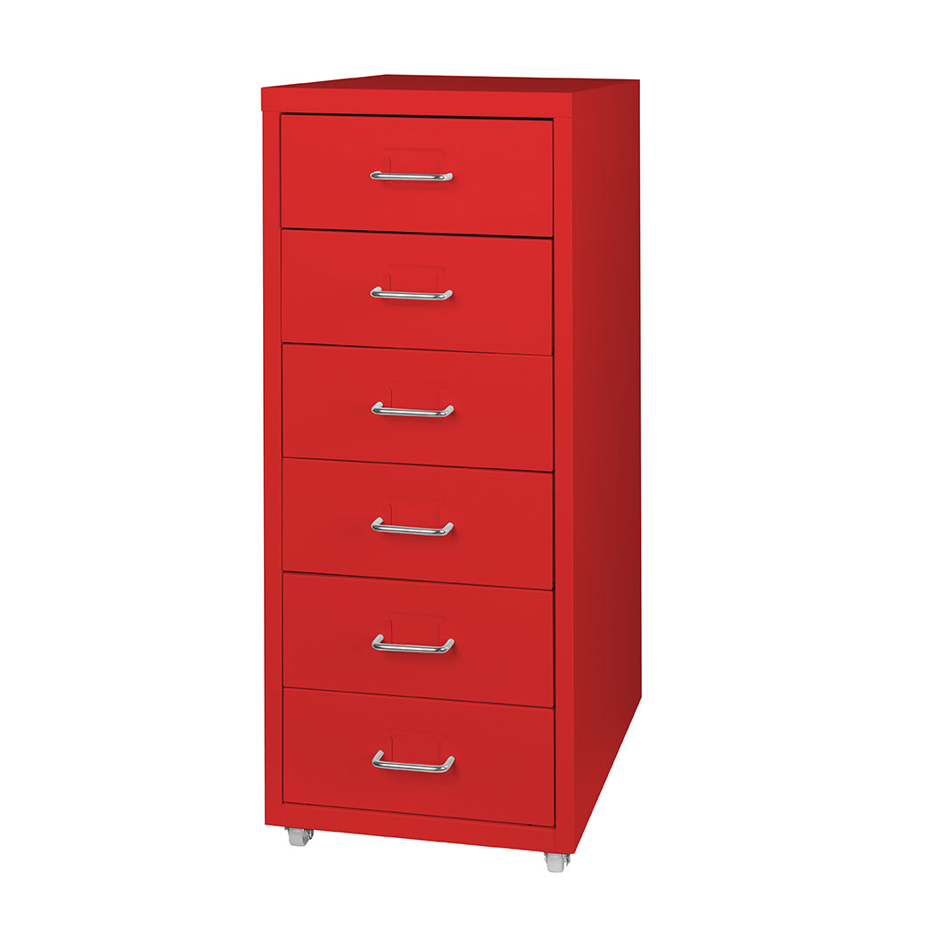 Levede 6 Drawer Office Cabinet Drawers Red.