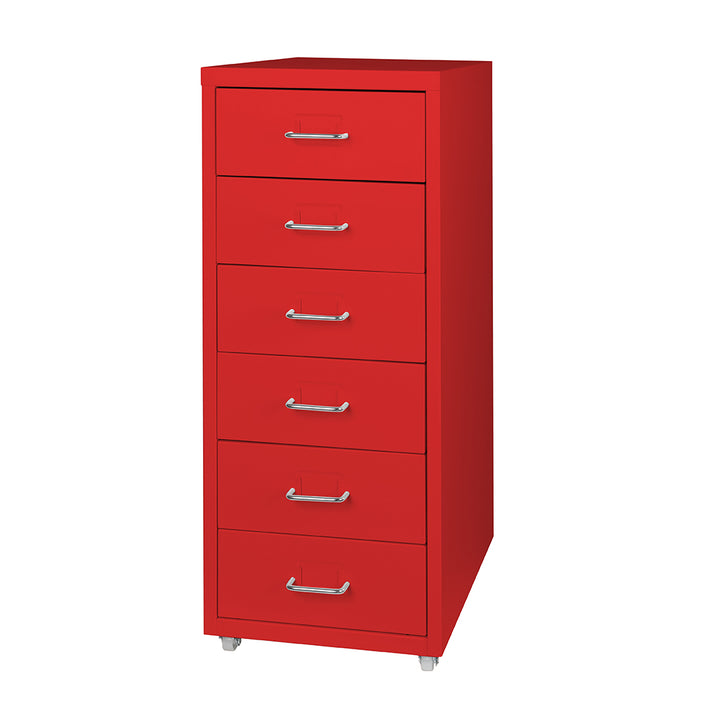 Levede 6 Drawer Office Cabinet Drawers Red.