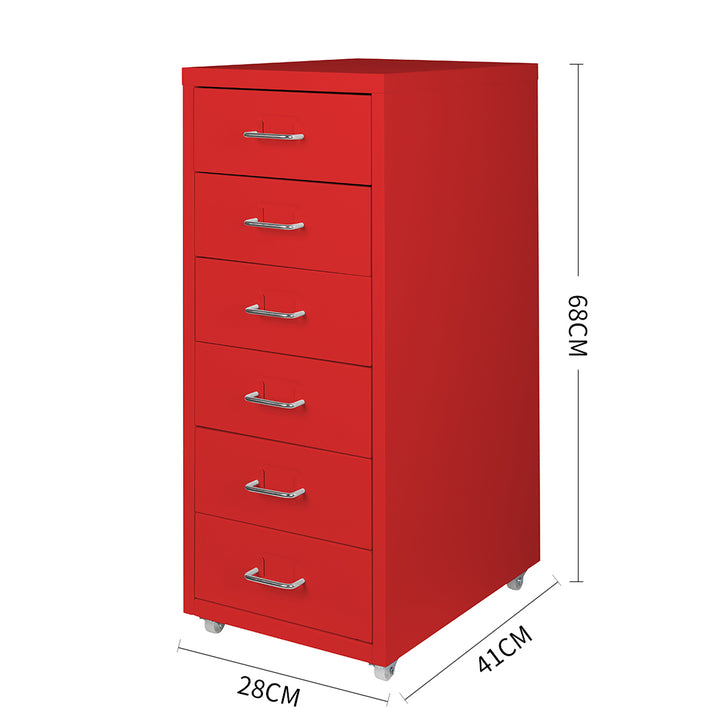 Levede 6 Drawer Office Cabinet Drawers Red.