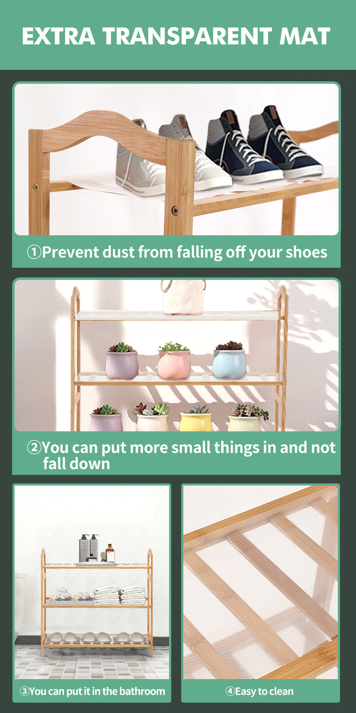 2x Three Tier Bamboo Shoe Rack.