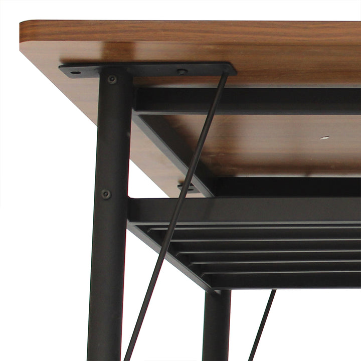 1x Dining Table +1x Bench Set Steel Home Kitchen Farmhouse Brown.