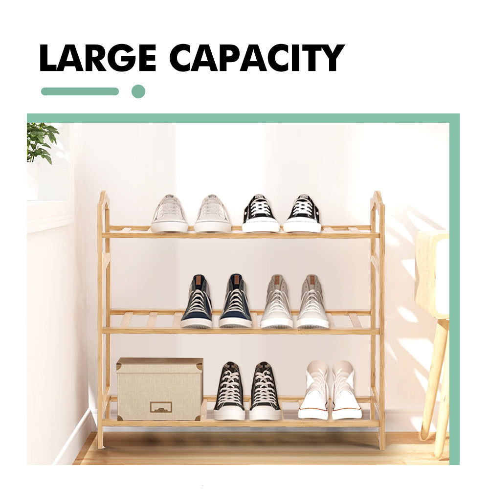 2x Three Tier Bamboo Shoe Rack.