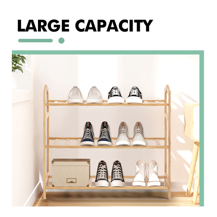2x Three Tier Bamboo Shoe Rack.