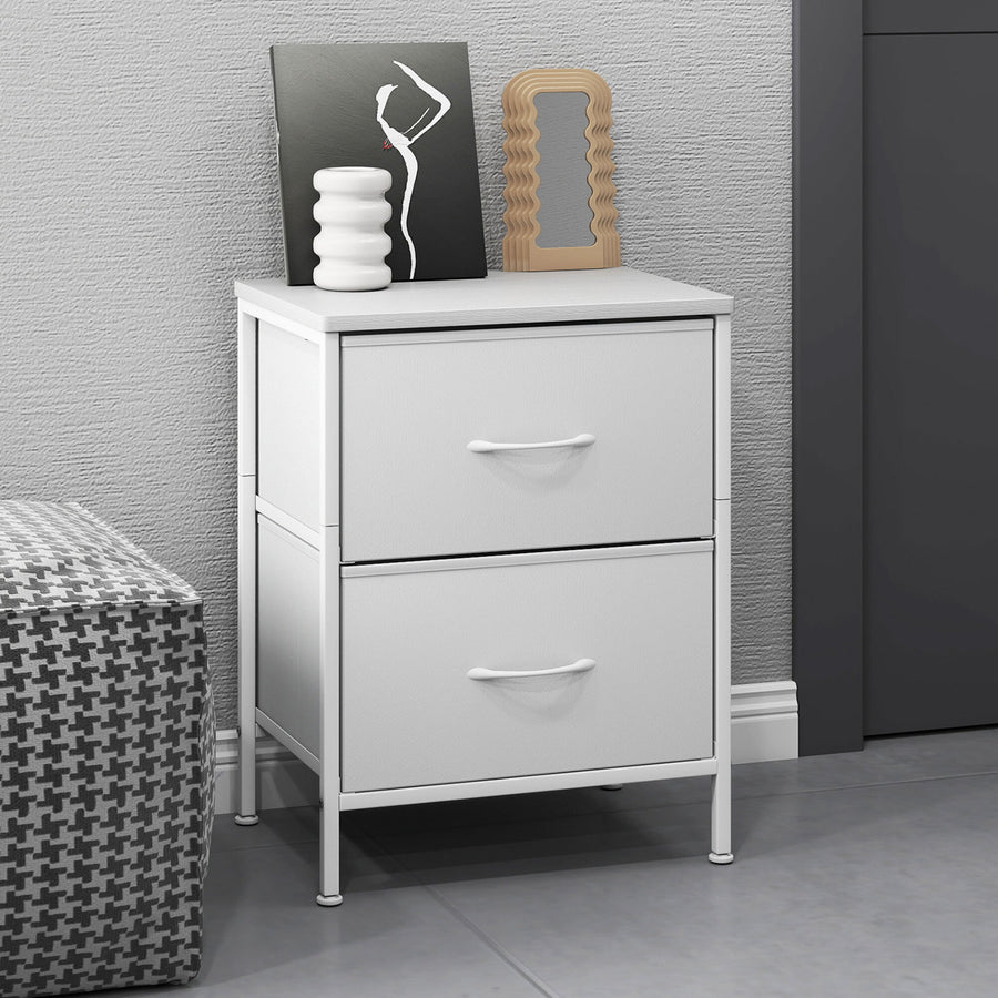 Bedside Table Storage Nightstand Bedroom Cabinet Drawers End Table Shelf.