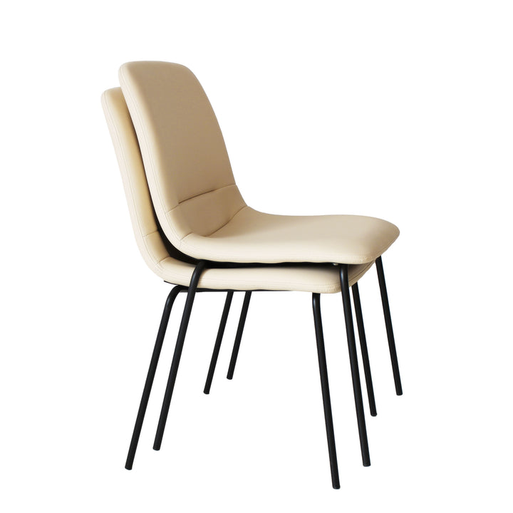 4x Stackable PU Leather Dining Chairs Kitchen Beige.