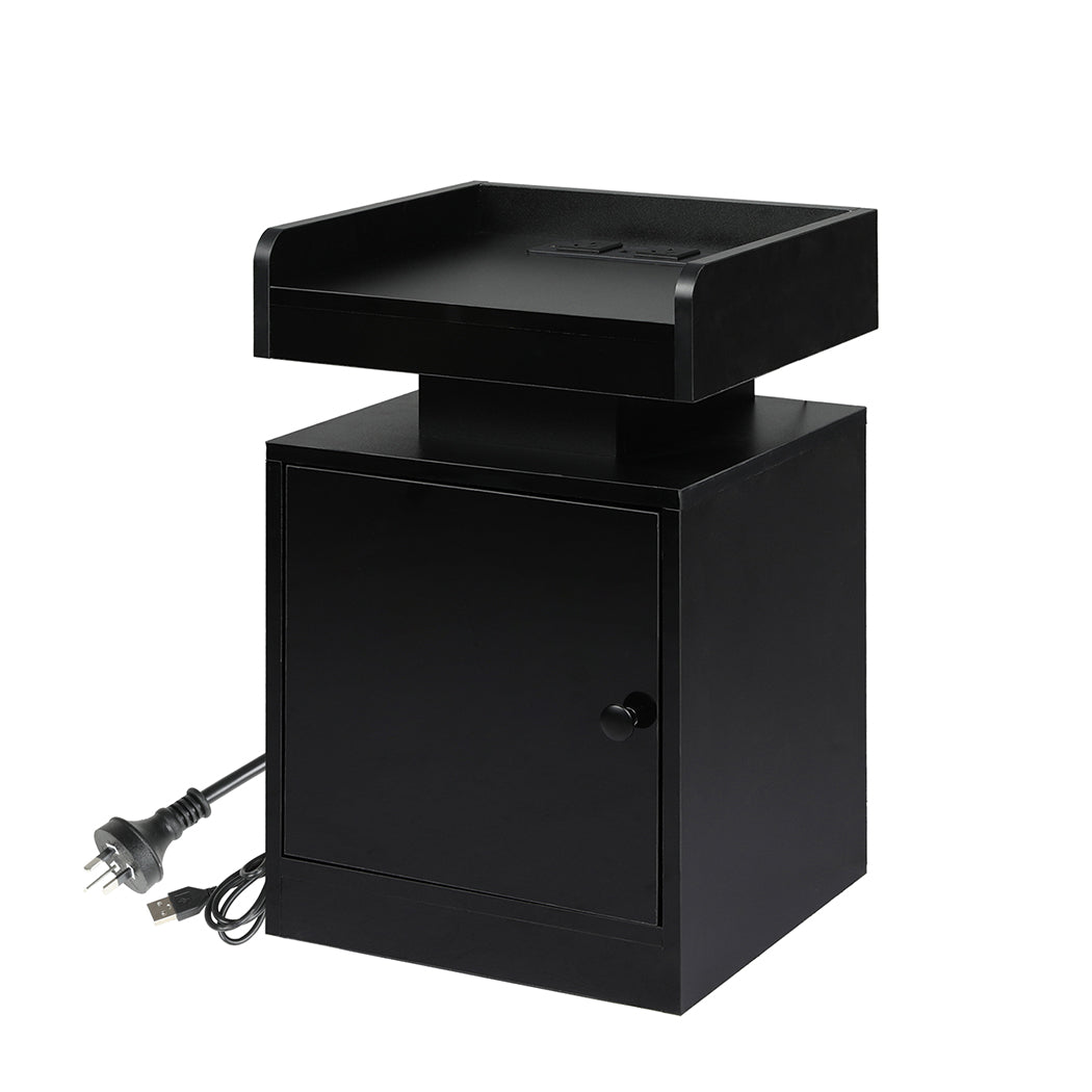 Levede Bedside Table USB Charger Outlet RGB Black.