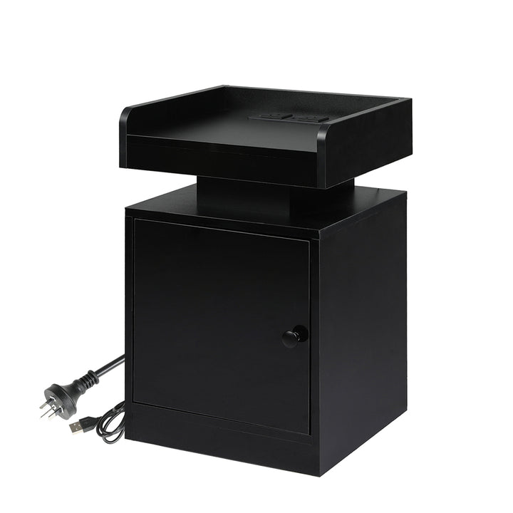 Levede Bedside Table USB Charger Outlet RGB Black.