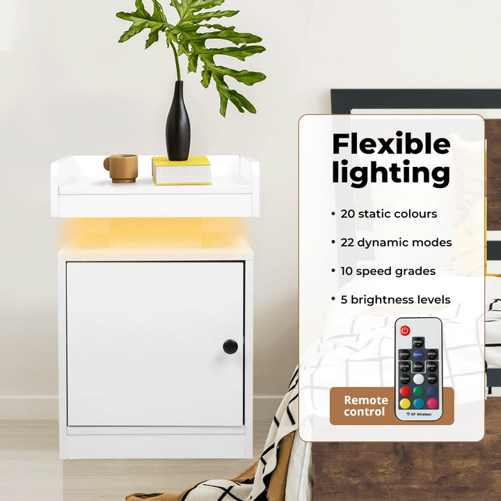 Bedside Table with Door Storage