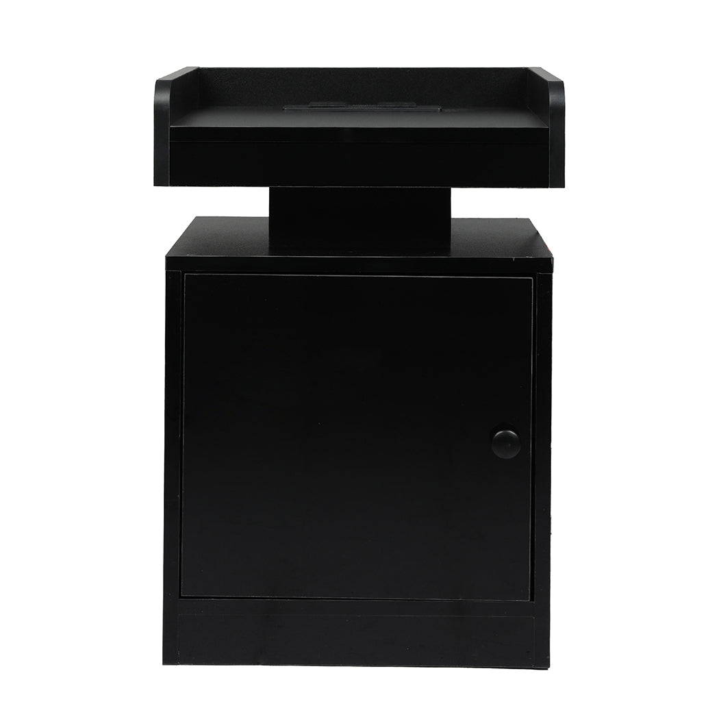 Levede Bedside Table USB Charger Outlet RGB Black.