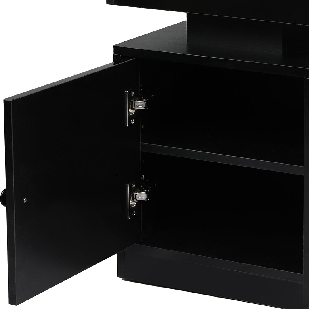 Levede Bedside Table USB Charger Outlet RGB Black.