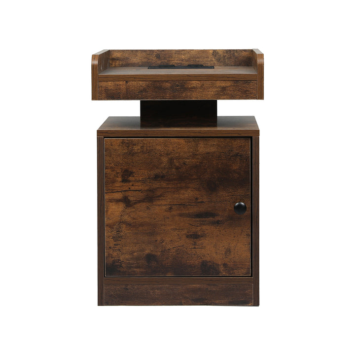 Levede Bedside Table USB Charger Outlet RGB Oak.