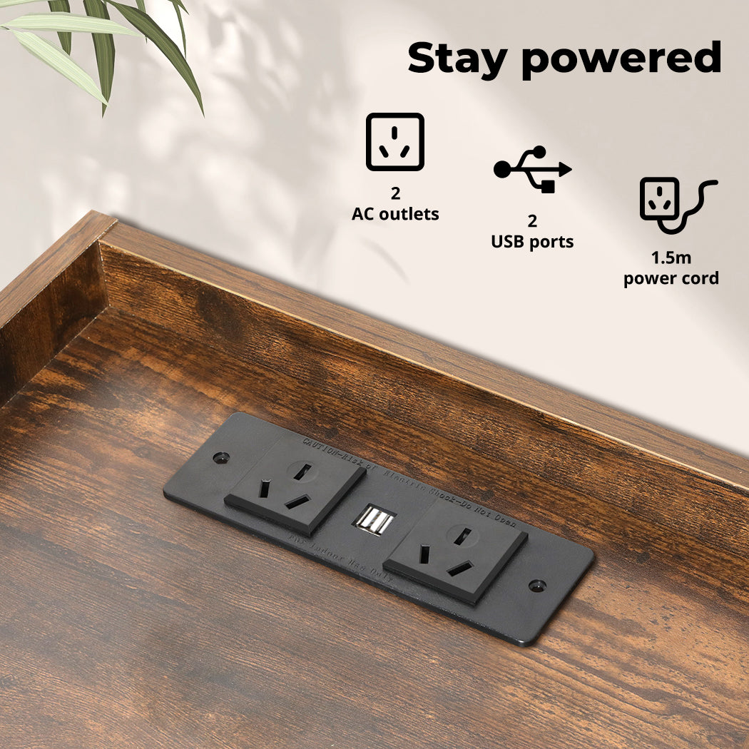 Bedside Table with Door Storage and LED.