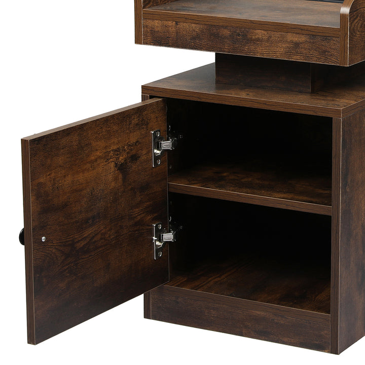 Levede Bedside Table USB Charger Outlet RGB Oak.
