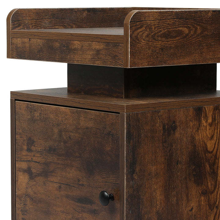 Levede Bedside Table USB Charger Outlet RGB Oak.