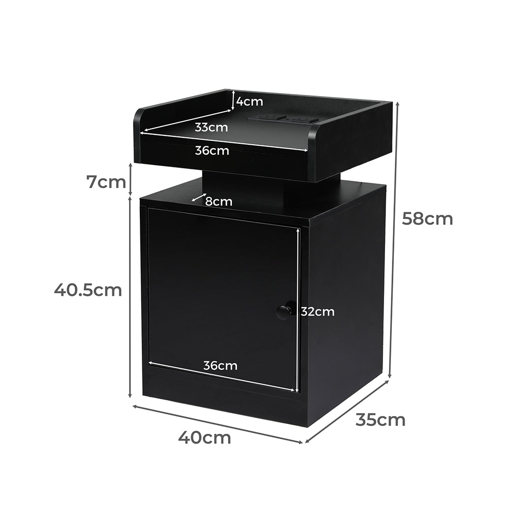 Levede Bedside Table USB Charger Outlet RGB Black.