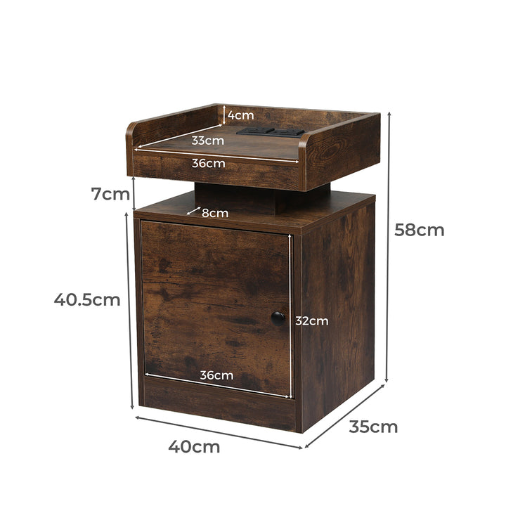 Levede Bedside Table USB Charger Outlet RGB Oak.