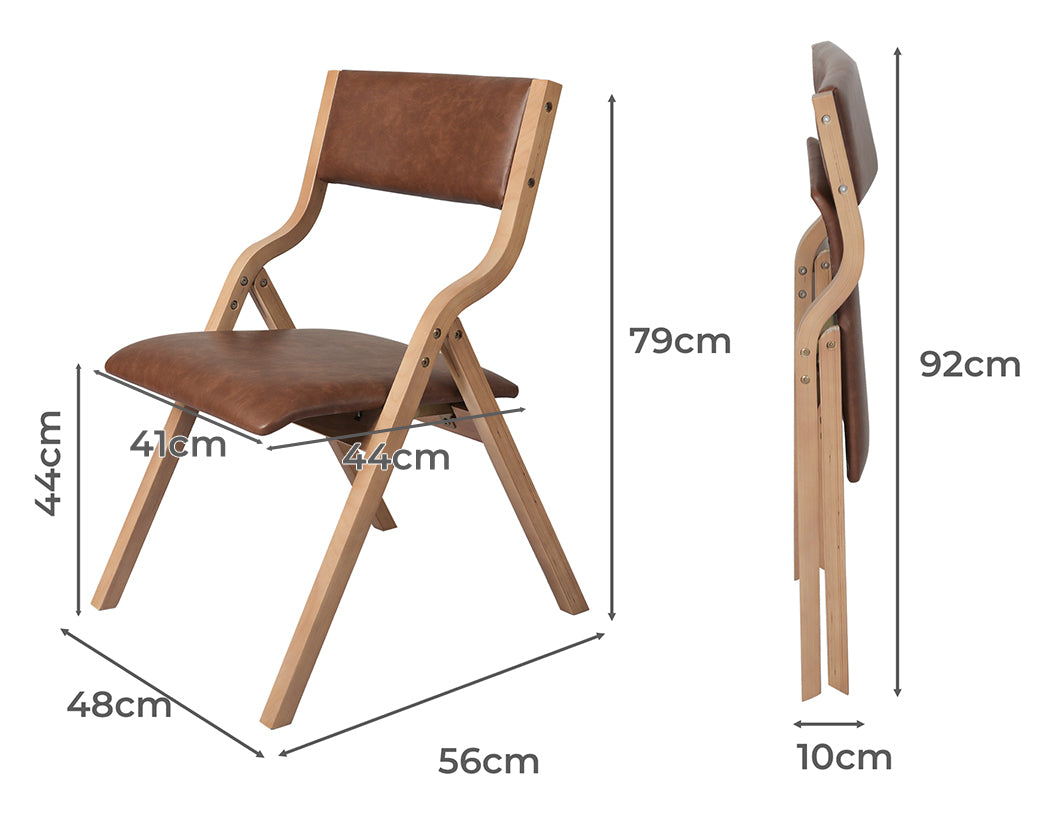 2x Dining Chairs Foldable PU Leather Kitchen Chair Lounge Room Vintage.