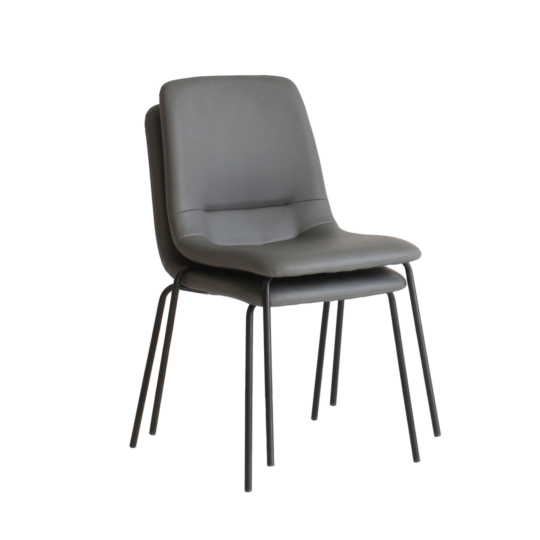4X Stackable  PU Leather Dining Chairs Grey.