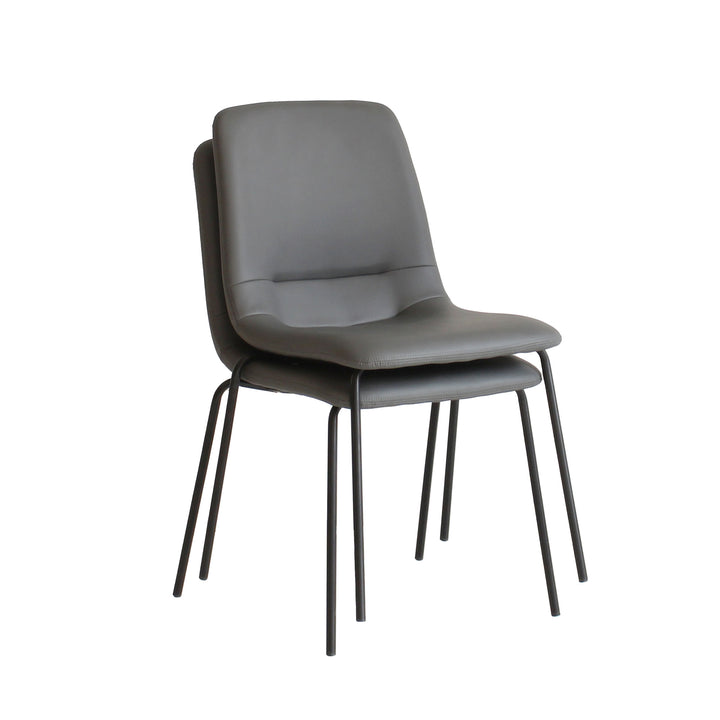 4X Stackable  PU Leather Dining Chairs Grey.