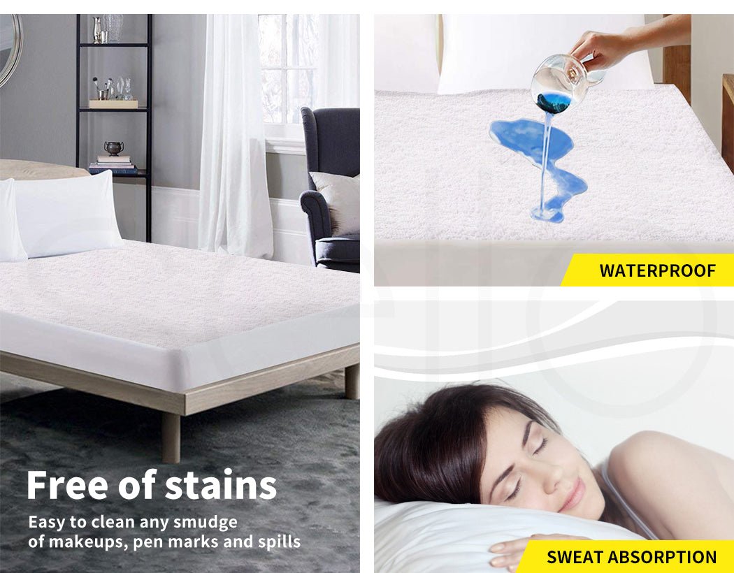 Terry Cotton Mattress Protector - Fully Fitted Waterproof.