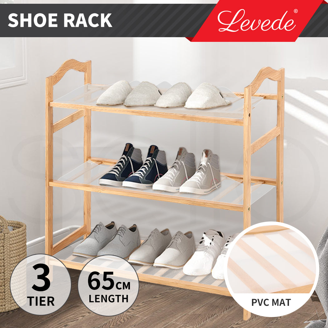 2x Three Tier Bamboo Shoe Rack.