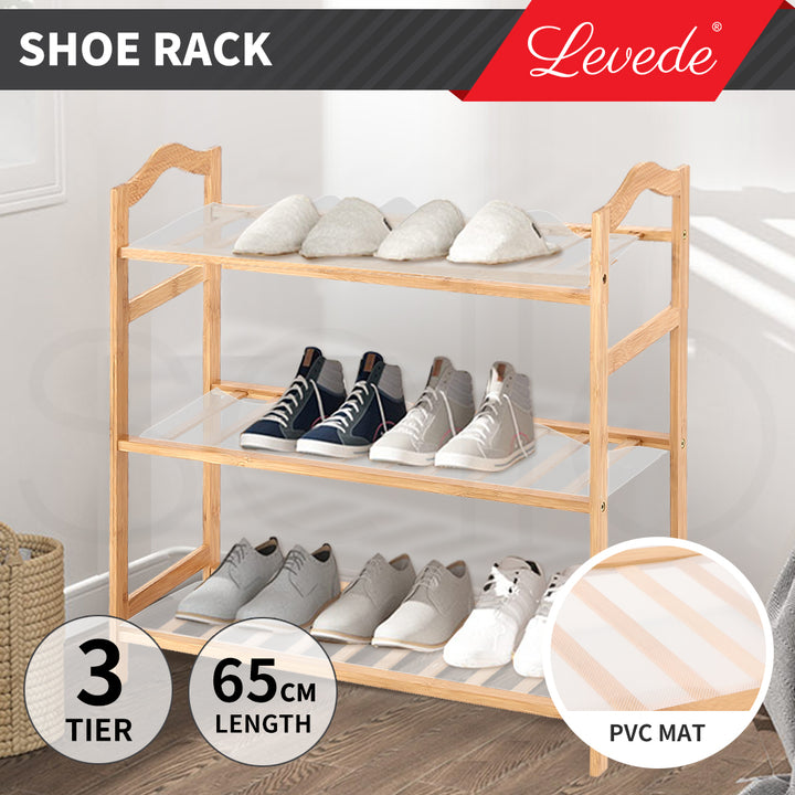 2x Three Tier Bamboo Shoe Rack.
