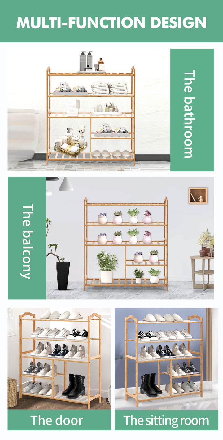 Bamboo Shoe Rack Storage Wooden.