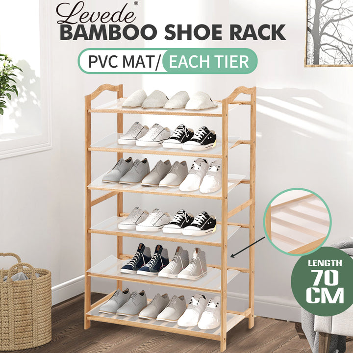 Bamboo Shoe Rack Storage Wooden - Multiple Sizes Available.